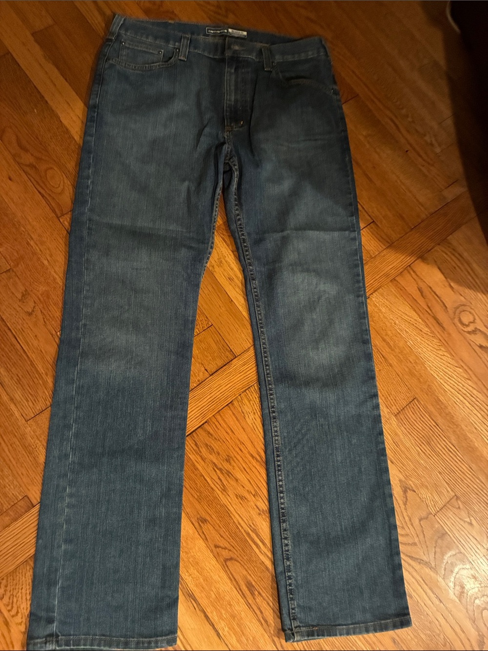 Carhartt Men's Straight Jeans in Dark Blue Denim